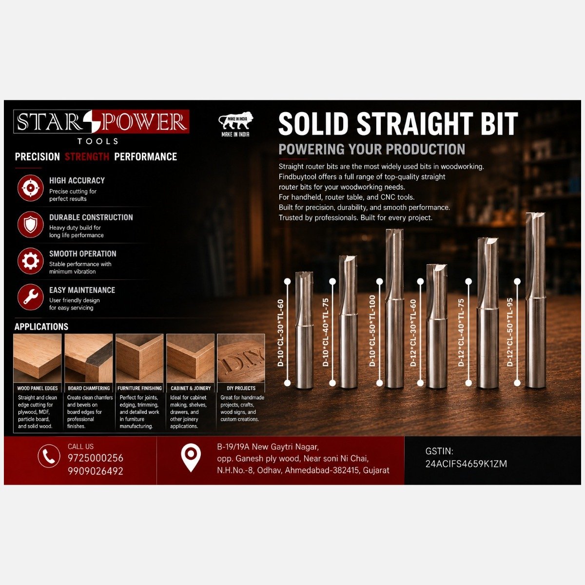Solid carbide straight bit 
